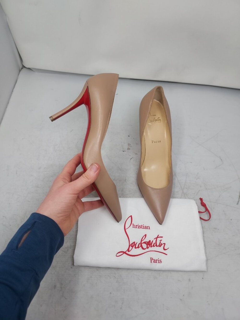 Christian Louboutin Apostrophy Nude Leather Pump